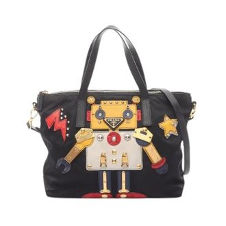 Prada Pre-owned Nylon Saffiano Leren Tote Tas - Dames - Vintage Handtas - Zwart - ONE Size - Nylon - Vintage