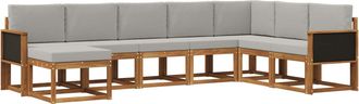 vidaXL Conjunto De Sof&aacute;s De Exterior 8 Uds. Natural Y Gris Claro Vidaxl