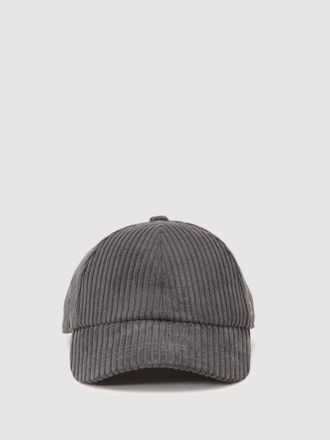 Reiss Grey Cotton Corduroy Baseball Cap