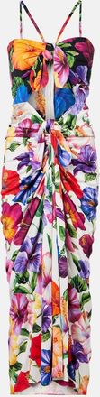 Dolce & Gabbana Floral draped cutout midi dress