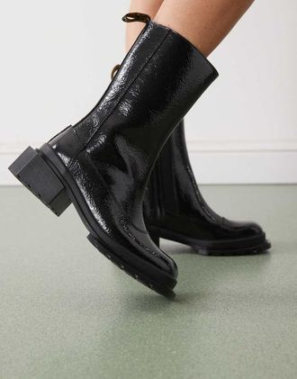 Dr. Martens Maybole Hi - Stivali alti neri in vernice effetto screpolato-Nero