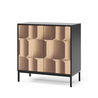 Vicco Aparador Eliza, Negro/roble, 80 X 40 Cm Con 2 Puertas Vicco