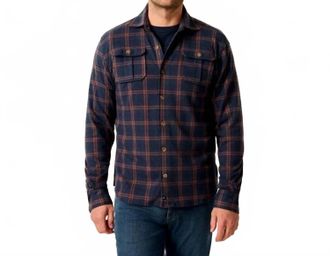 Johnnie-O Judah Stretch Knit Flannel Lodge Shirt In Coffee
