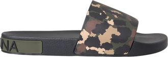 Dolce & Gabbana Multicolor Camouflage Leren Strandmode Heren Schoenen