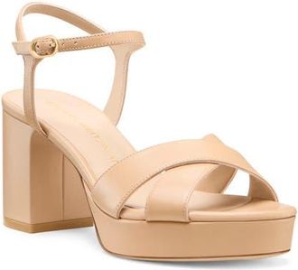 Stuart Weitzman Dayna Ankle Strap Platform Sandal in Adobe at Nordstrom, Size 10.5