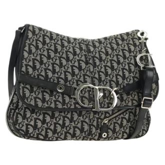 Dior Pre-owned Trotter Canvas Shoulder Bag - Dames - Pre-owned - Zwart - Maat: ONE Size Leer
