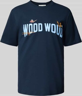 Wood Wood T-Shirt mit Label- und Motiv-Print Modell Bobby in Dunkelblau, Größe XXL