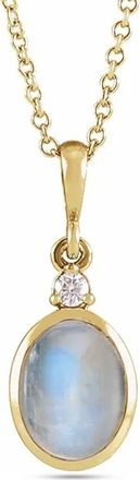 Allurez Oval Natural Onyx & Diamond Pendant Necklace 14K 2.03ct in Moonstone, Yellow Gold at Nordstrom, Size 18