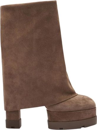 Casadei Nancy Enkellaars - Dames - Laarzen met Hak - Bruin - 41 EU - Su&egrave;de - Schoenen