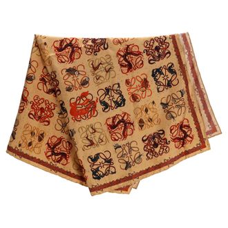 Loewe Loewe Monogram Dierenprint Vierkante Sjaal in Multicolour Zijde