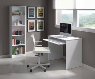 Dmora Escritorio Con Balda Extra&iacute;ble, Color Blanco, Medidas 90x54h79 Cm, Con Embalaje Reforzado - Dmora