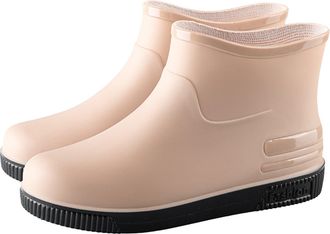 Generic Ladies Wellington Boots Slip Outdoor Casual Short Ankle Rain Boots For Hiking Camping Daily Wear Womens Waterproof Fashion Short Rain Boots(Khaki, 5.5