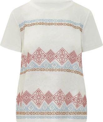 Max Mara T-shirt met korte mouwen met geometrische borduursels - Dames - T-shirts - Wit - 2XL - Tops