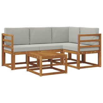 vidaXL Conjunto De Sof&aacute;s De Exterior 5 Pcs Gris Natural Y Claro Vidaxl