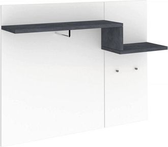Dmora Appendiabiti orizzontale, Made in Italy, con ganci e tubo per appendini, Mobile per ingresso, cm 120x30h100, colore Bianco lucido e Grigio Ardesia