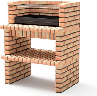 Movelar Barbacoa De Obra Prefabricada De Le&ntilde;a Y Carb&oacute;n Modelo Luxor Short (gris, Naranja - 93 X 70 X 120 Cm) Ref: 3518 - Cocina De Exterior Compacta Con Parri