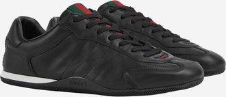 Gucci Mens Leather Shift Sneakers Black Trainers