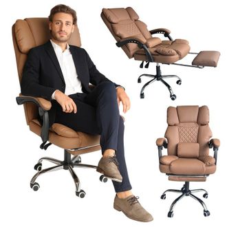 OEM Silla De Oficina Giratoria Master Prestige Con Reposapi&eacute;s Y Masajeador - Piel Ecol&oacute;gica Color Caf&eacute; Ko42cap