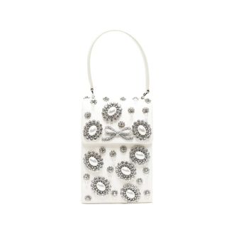 Self Portrait Tassen, Dames, Wit, ONE Size, Leer, Satin Crystal Mini Strik Tas