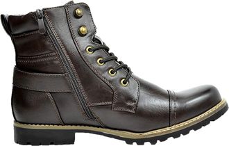 Generic High Top Leather Boots Men, Comfort Retro Leather Pu Ankle Boots Smart Business Work Office Boot Flat Casual Military Motorcycle Booties Fashion Class