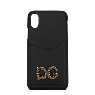Dolce & Gabbana Dolce&Gabbana I Phone Case I Phone X Damens Leder Schwarz