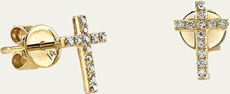Sydney Evan 14k Gold Diamond Cross Single Stud Earring