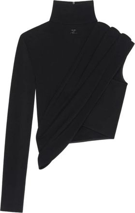 Courr&egrave;ges Top - Dames - Longsleeves - Zwart - S - Tops