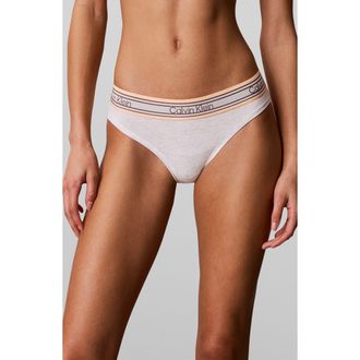Calvin Klein Icon Cotton Blend Bikini in Snow Heather at Nordstrom, Size X-Large