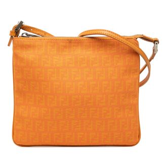 Fendi Pre-owned Womens Zucchino Canvas Crossbody - Orange Textile - One Size