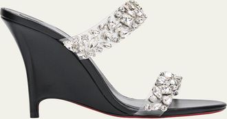 Christian Louboutin 100mm Solo Zee Embellished Leather Wedge Sandals