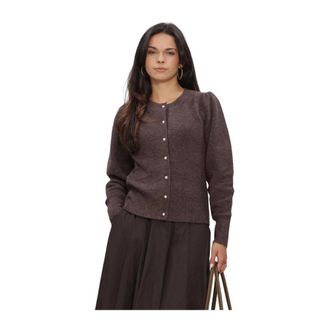 Notre-V Nv-Iggy Cardigan - Dames - Truien - Bruin - Maat: 2XL Wol