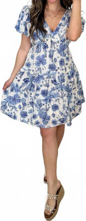 Gilli Happy Feelings Rayon Blend Mini Dress In White/blue