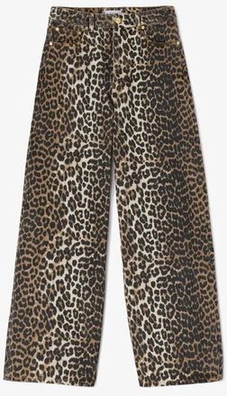 Ganni Leopard Printed Lari Jeans - Dames - Loose Fit Jeans - Bruin - W29 - Katoen - Jeans