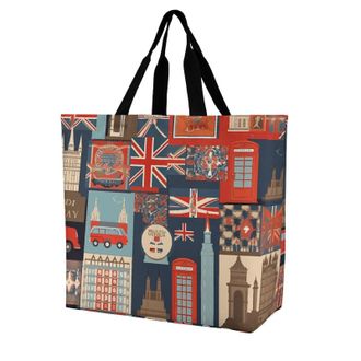 Generic England Symbols Shopping Bag Waterproof Handbag Eco Friendly Handbags For Work College Daily Use