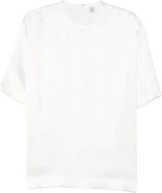 Toteme Satin Tee - Dames - T-shirts - Wit - S - Satijn - Tops