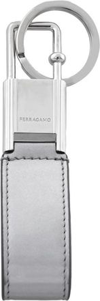 Ferragamo Gancini-Inspired Leather Keyring - Grey
