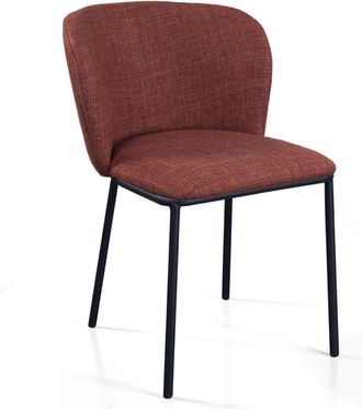Oresteluchetta Set 4 sillas de tejido rojo ladrillo, patas negras 76x56x60 cm