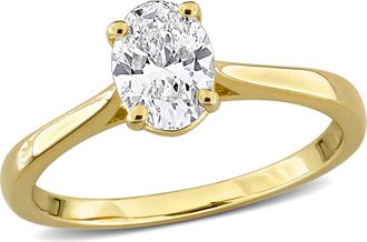 Mimi & Max 1ct TW Oval-Cut Lab-Grown Diamond Solitaire Engagement Ring with Accents Sterling Silver