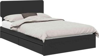 vidaXL Storage Bed with Headboard Black 135 x 190 cm Engineered Wood vidaXL