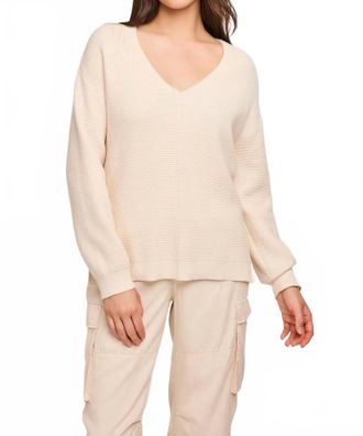 Gentle Fawn Lisbon V-Neck Knit Sweater In Cream