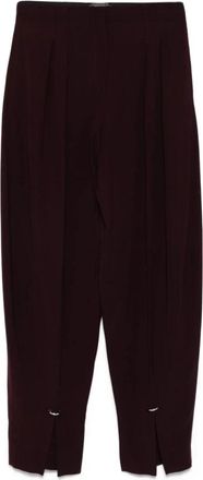 MUGLER Broek met split aan de zoom - Dames - Wijde Broeken - Rood - XS - Wol - Broeken