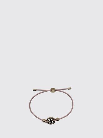 Tory Burch Leather and Brass Bracelet with Double T Logo and Crystal