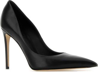 Alexander McQueen Womens Pointed-Toe Leather Pumps Black