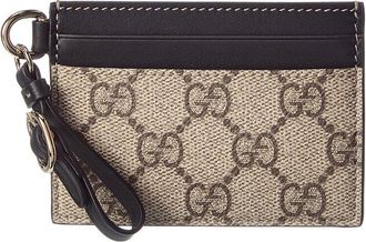 Gucci Emblem Gg Supreme Canvas & Leather Card Case