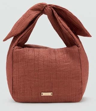 Mango Borsa mano bambula fiocco arancione tostato - Donna - Taglia unica - MANGO
