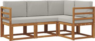 vidaXL Conjunto De Sof&aacute;s De Exterior 4 Uds. Gris Natural Y Claro Vidaxl