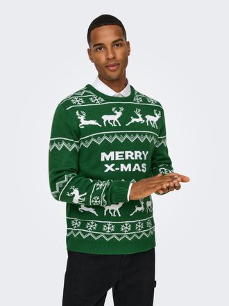 Only & Sons Strickpullover »ONSXMAS REG 5 ALLOVER CREW KNIT«