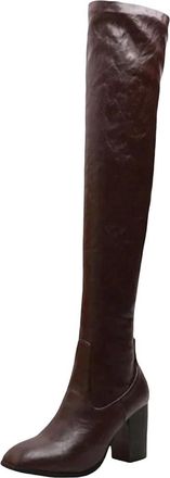 Generic Womens Furry Snow Boots Block Heel Over The Knee Long Boots