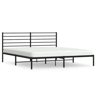 Berkfield Home Metal Bed Frame with Headboard Black 200x200 cm