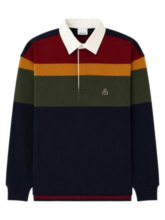 Isabel Marant Brandon Long-Sleeve Striped Cotton Polo Shirt